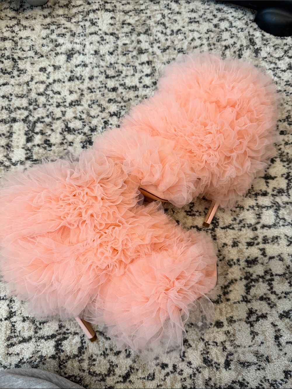 Azalea Wang Pinky Peach Ruffle Slide Slippers for Women